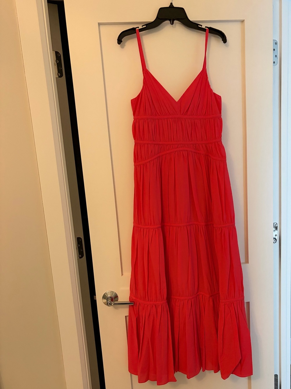 Trina Turk Bright Red Tiered Spaghetti-Strap Maxi Dress